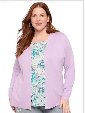Lane Bryant Orchid Open-Front Long Sleeve Cardigan Size 18/20